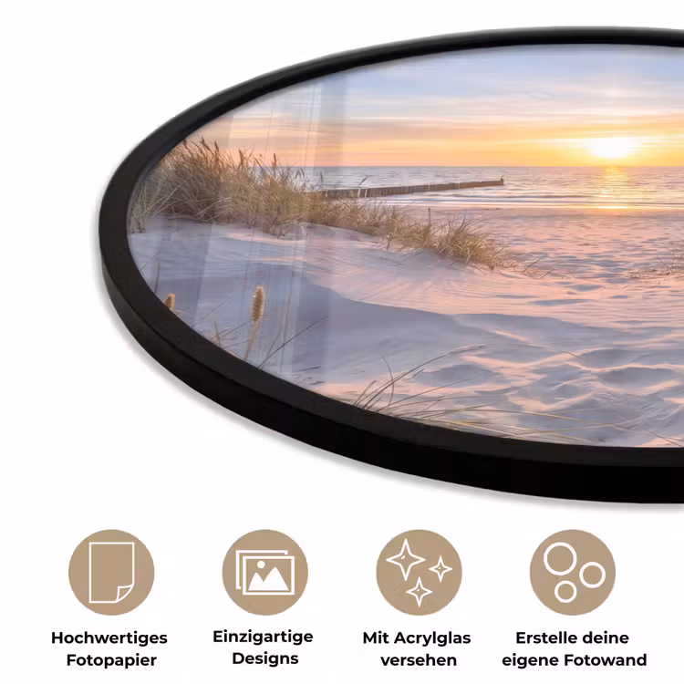 Strand - Zonsondergang - Natuur - Landschap Fotolijst rond zonder passe partout klein -closeup_DE