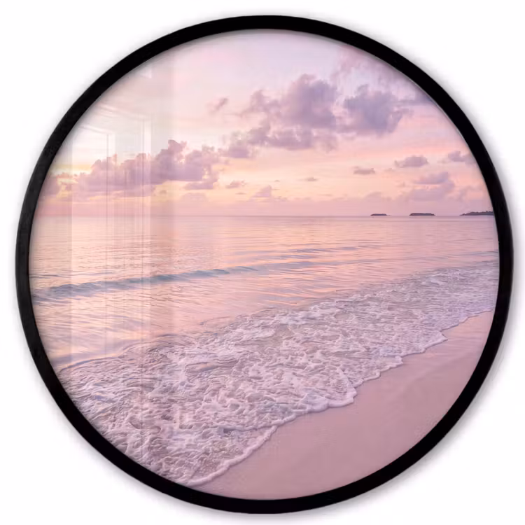 Strand - Zonsondergang - Natuur - Minimalistisch - Roze Fotolijst rond zonder passe partout klein -3d
