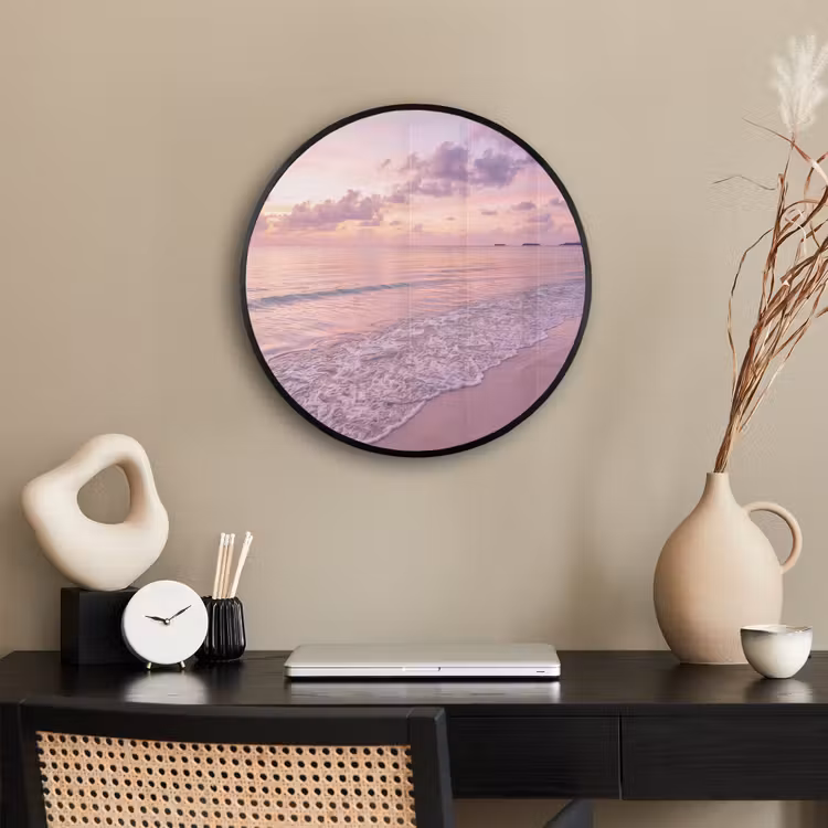 Strand - Zonsondergang - Natuur - Minimalistisch - Roze Fotolijst rond zonder passe partout klein -sfeer1