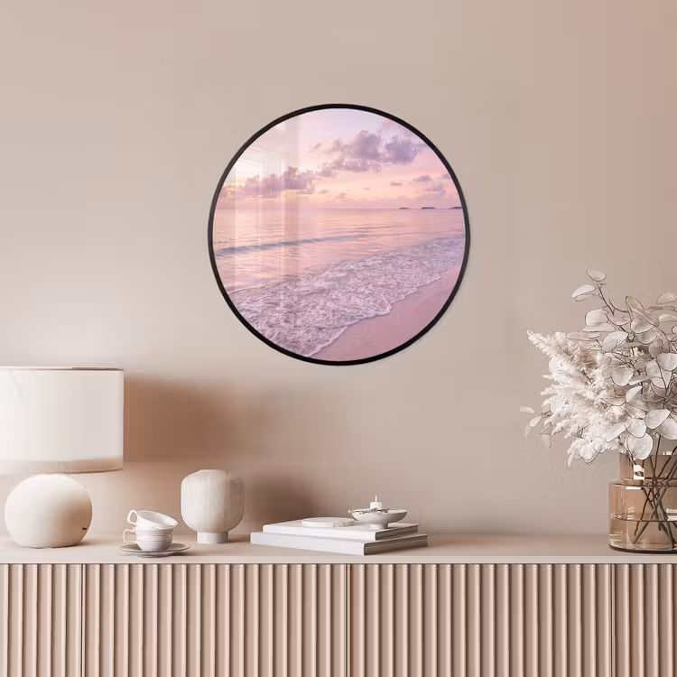 Strand - Zonsondergang - Natuur - Minimalistisch - Roze Fotolijst rond zonder passe partout klein -sfeer3