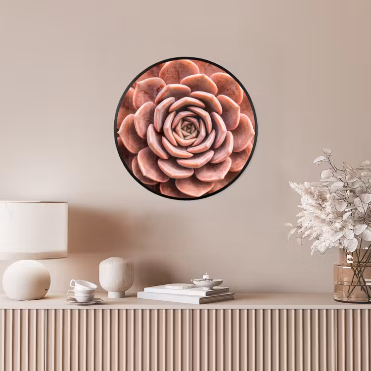 Vetplant - Organisch - Roze Fotolijst rond zonder passe partout klein -sfeer3