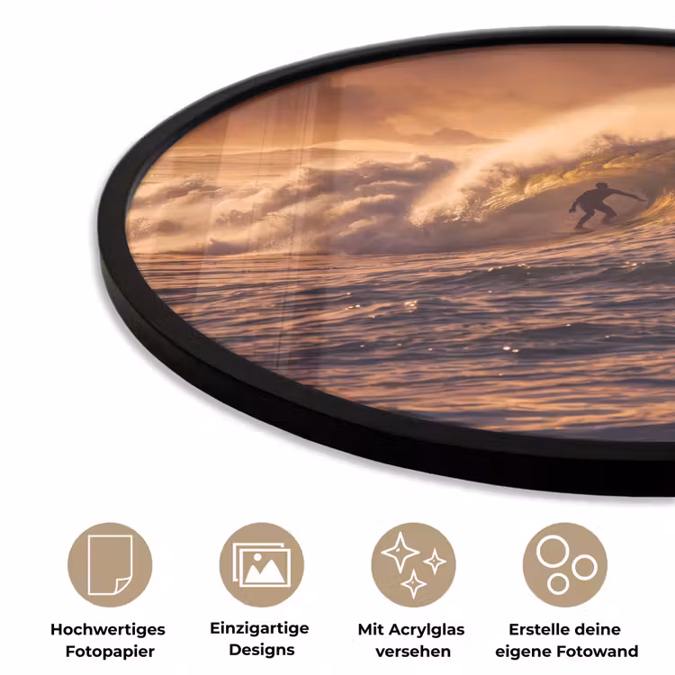 Surfer - Golf - Oceaan - Sport - Oranje Fotolijst rond zonder passe partout klein -closeup_DE