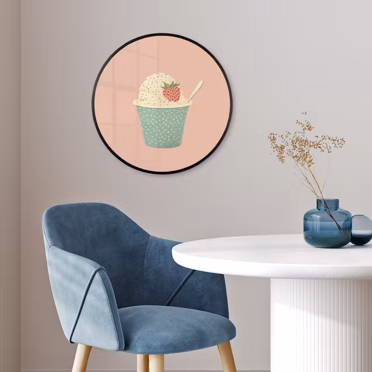 Bakje - Ijs - Aardbei - Roze Fotolijst rond zonder passe partout klein -sfeer2