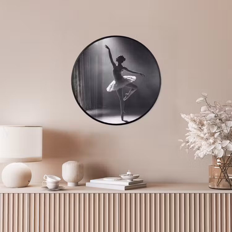 Danser - Podium - Zwart-wit - Kunst - Klassiek Fotolijst rond zonder passe partout klein -sfeer3