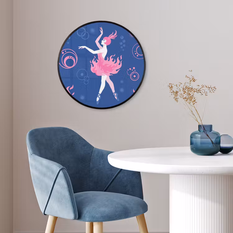 Danseres - Vlammenrok - Abstract - Roze - Blauw Fotolijst rond zonder passe partout klein -sfeer2