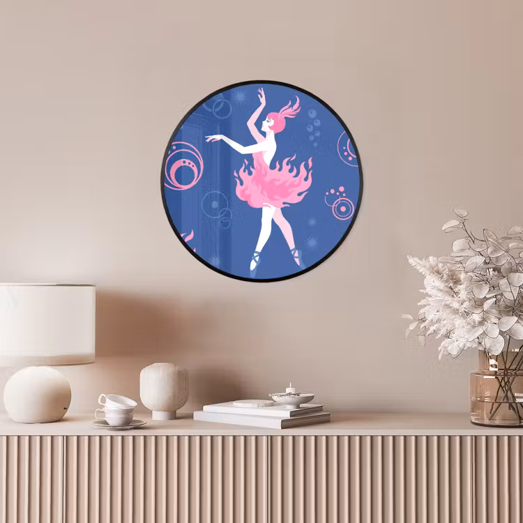 Danseres - Vlammenrok - Abstract - Roze - Blauw Fotolijst rond zonder passe partout klein -sfeer3