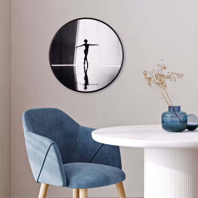 Danser - Silhouette - Kunst - Modern - Zwart-wit Fotolijst rond zonder passe partout klein -sfeer2