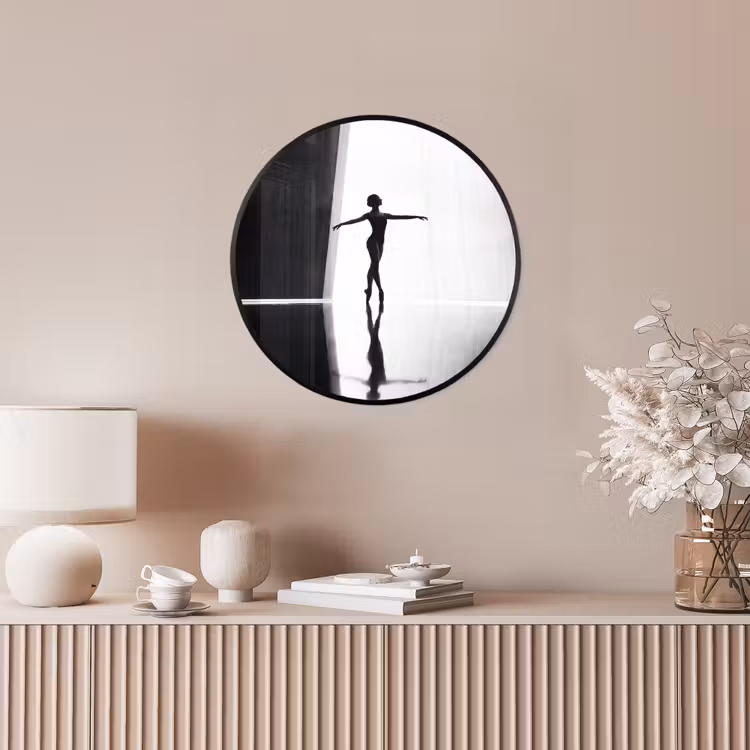 Danser - Silhouette - Kunst - Modern - Zwart-wit Fotolijst rond zonder passe partout klein -sfeer3
