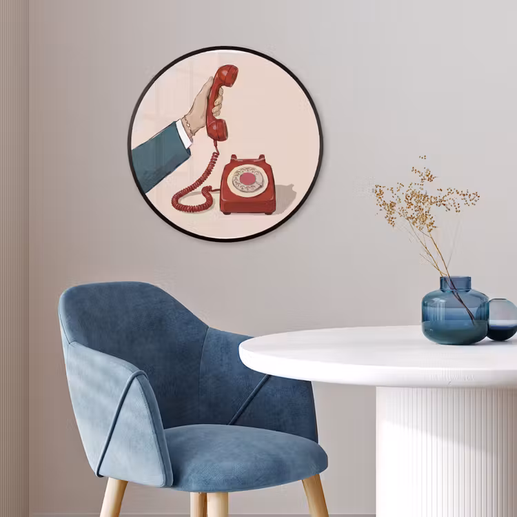 Telefoon - Hand - Vintage - Communicatie - Rood Fotolijst rond zonder passe partout klein -sfeer2