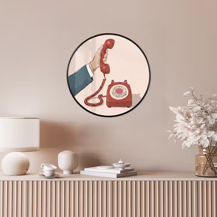 Telefoon - Hand - Vintage - Communicatie - Rood Fotolijst rond zonder passe partout klein -sfeer3