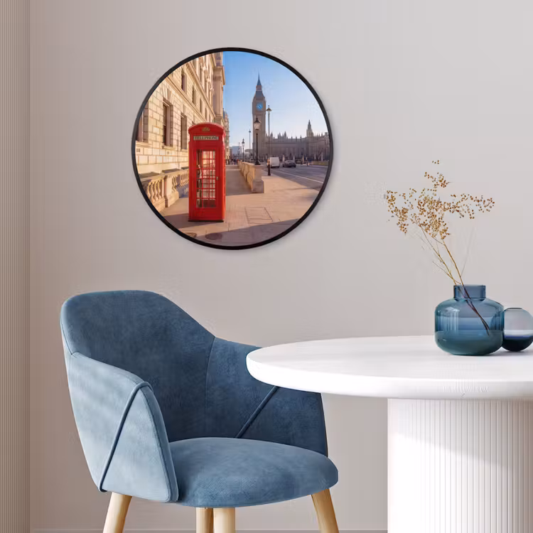 Telefooncel - Rood - Londen - Stad - Architectuur Fotolijst rond zonder passe partout klein -sfeer2