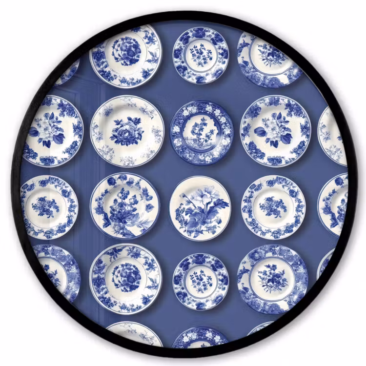 Borden - Floraal - Blauw Fotolijst rond zonder passe partout klein 856 -3d