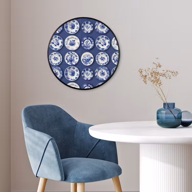 Borden - Floraal - Blauw Fotolijst rond zonder passe partout klein 856 -sfeer2
