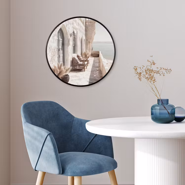 Terras - Stoelen - Strand - Beige Fotolijst rond zonder passe partout klein -sfeer2