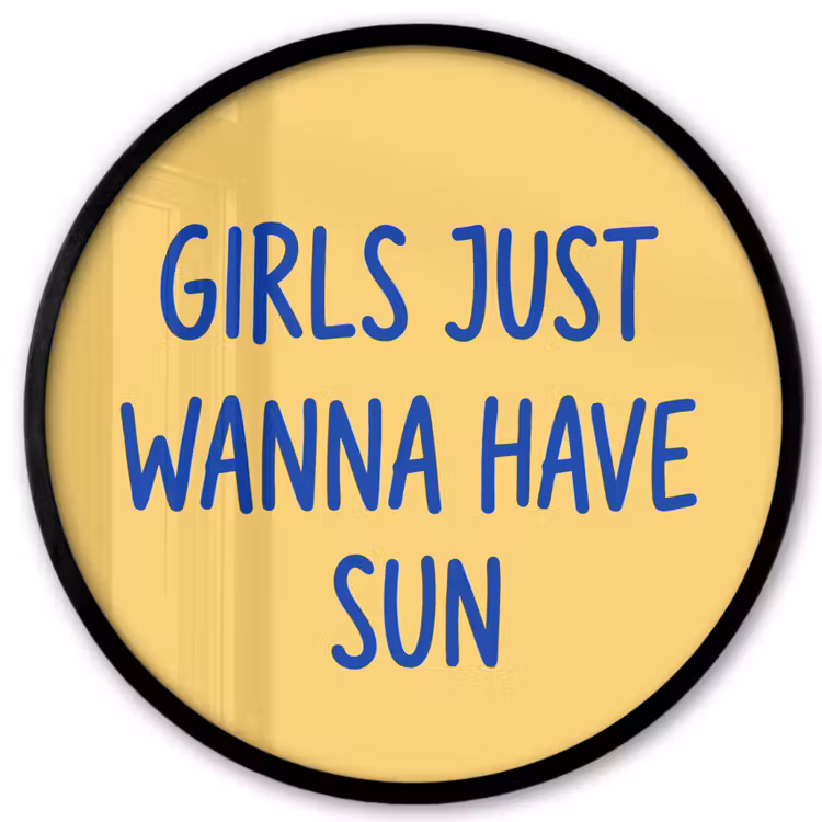 Tekst - Zon - Zomer - Modern - Geel Fotolijst rond zonder passe partout klein -3d