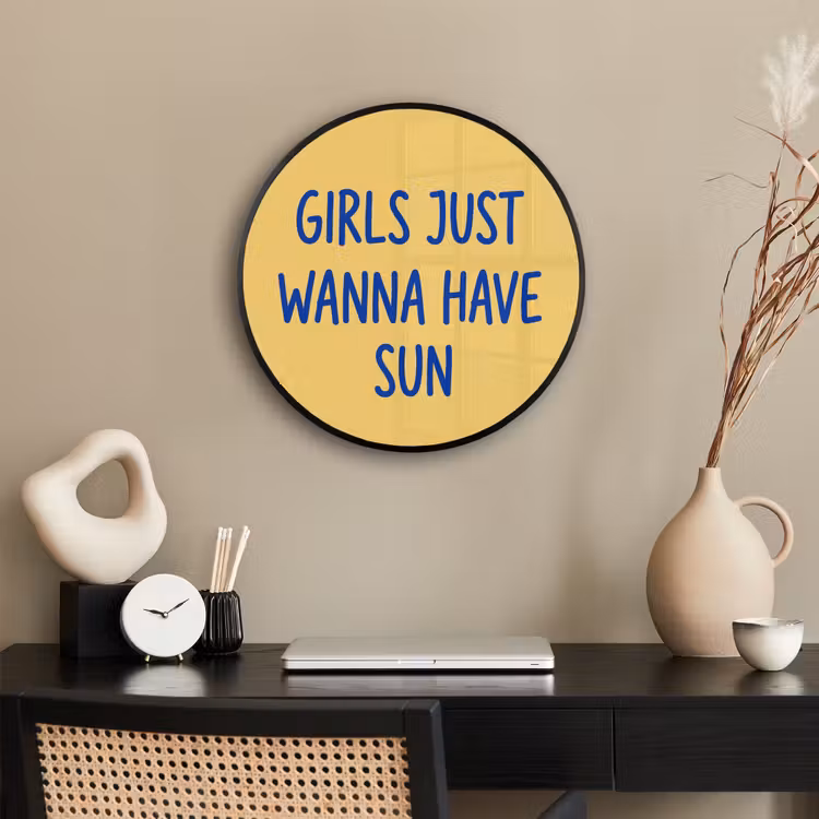 Tekst - Zon - Zomer - Modern - Geel Fotolijst rond zonder passe partout klein -sfeer1