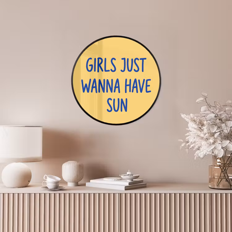 Tekst - Zon - Zomer - Modern - Geel Fotolijst rond zonder passe partout klein -sfeer3