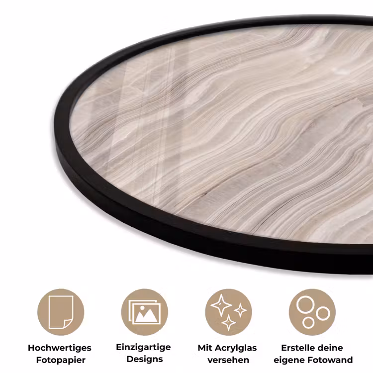Textuur - Golvend - Abstract - Modern - Beige Fotolijst rond zonder passe partout klein -closeup_DE