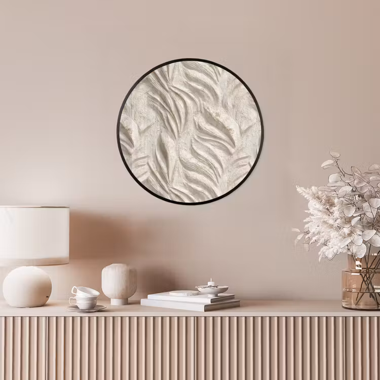 Textuur - Reliëf - Beige Fotolijst rond zonder passe partout klein 856 -sfeer3