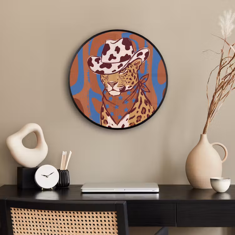 Dieren - Cowboyhoed - Modern - Illustratie - Bruin Fotolijst rond zonder passe partout klein -sfeer1