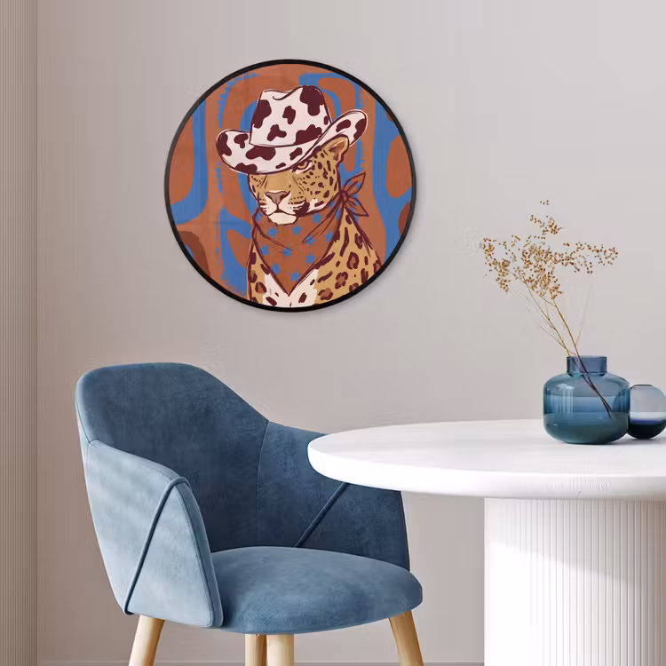 Dieren - Cowboyhoed - Modern - Illustratie - Bruin Fotolijst rond zonder passe partout klein -sfeer2