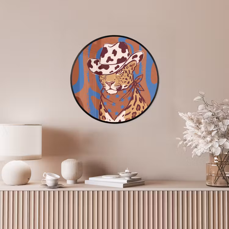 Dieren - Cowboyhoed - Modern - Illustratie - Bruin Fotolijst rond zonder passe partout klein -sfeer3