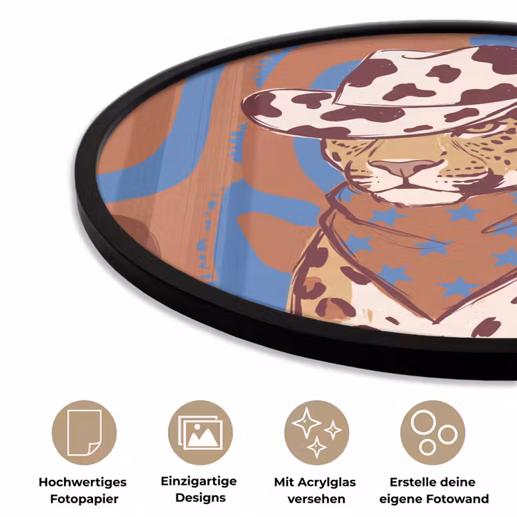 Dieren - Cowboyhoed - Modern - Illustratie - Bruin Fotolijst rond zonder passe partout klein -closeup_DE