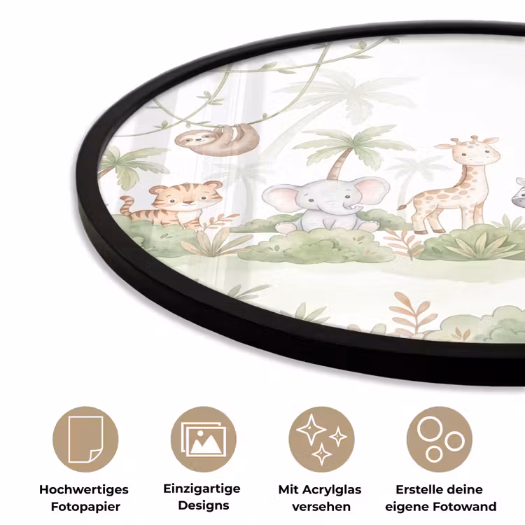Dieren - Jungle - Pastel Fotolijst rond zonder passe partout klein -closeup_DE