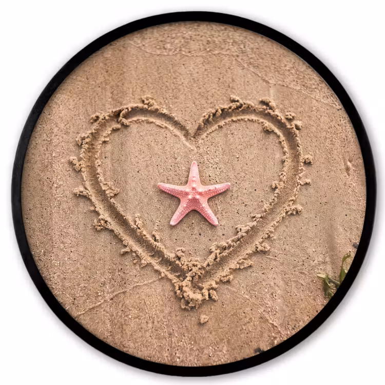 Dieren - Hart - Strand - Zand - Roze Fotolijst rond zonder passe partout klein -3d