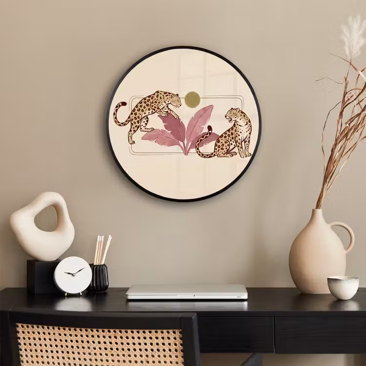 Dieren - Kat - Jungle - Illustratie - Beige Fotolijst rond zonder passe partout klein -sfeer1