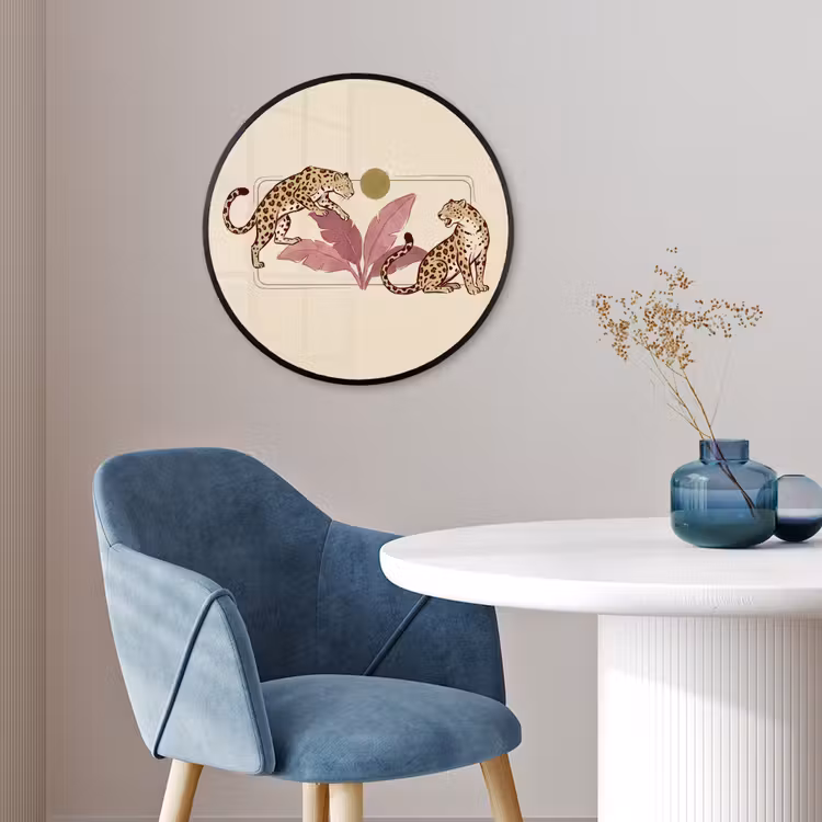 Dieren - Kat - Jungle - Illustratie - Beige Fotolijst rond zonder passe partout klein -sfeer2