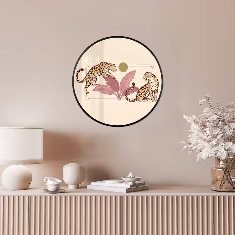 Dieren - Kat - Jungle - Illustratie - Beige Fotolijst rond zonder passe partout klein -sfeer3