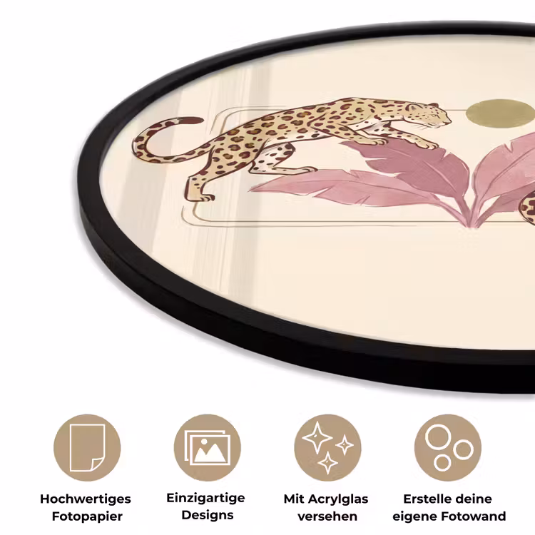 Dieren - Kat - Jungle - Illustratie - Beige Fotolijst rond zonder passe partout klein -closeup_DE