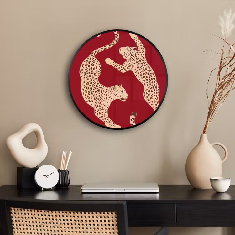 Dieren - Luipaard - Abstract - Rood - Modern Fotolijst rond zonder passe partout klein -sfeer1