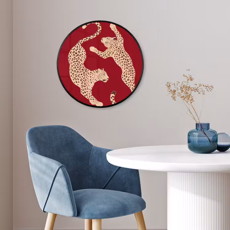 Dieren - Luipaard - Abstract - Rood - Modern Fotolijst rond zonder passe partout klein -sfeer2