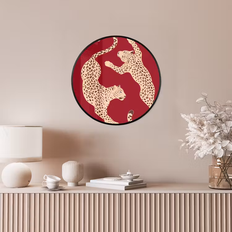 Dieren - Luipaard - Abstract - Rood - Modern Fotolijst rond zonder passe partout klein -sfeer3