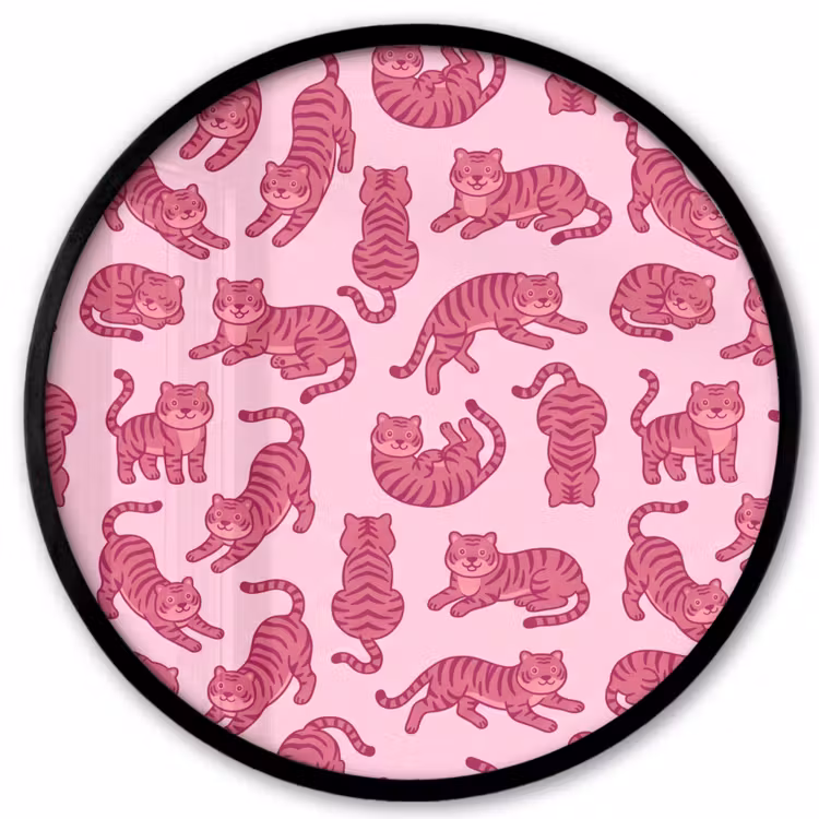 Dieren - Patroon - Roze - Speels - Cartoon Fotolijst rond zonder passe partout klein -3d