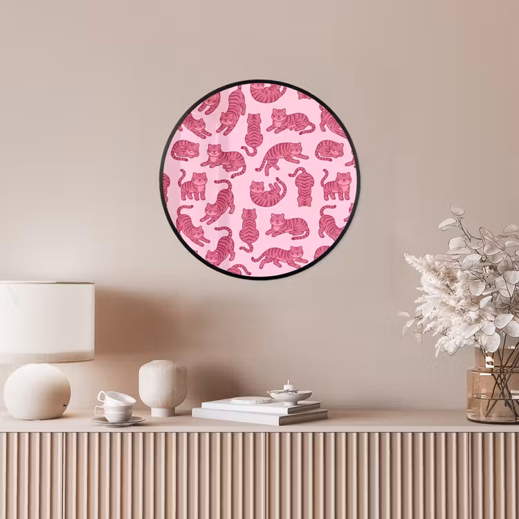 Dieren - Patroon - Roze - Speels - Cartoon Fotolijst rond zonder passe partout klein -sfeer3