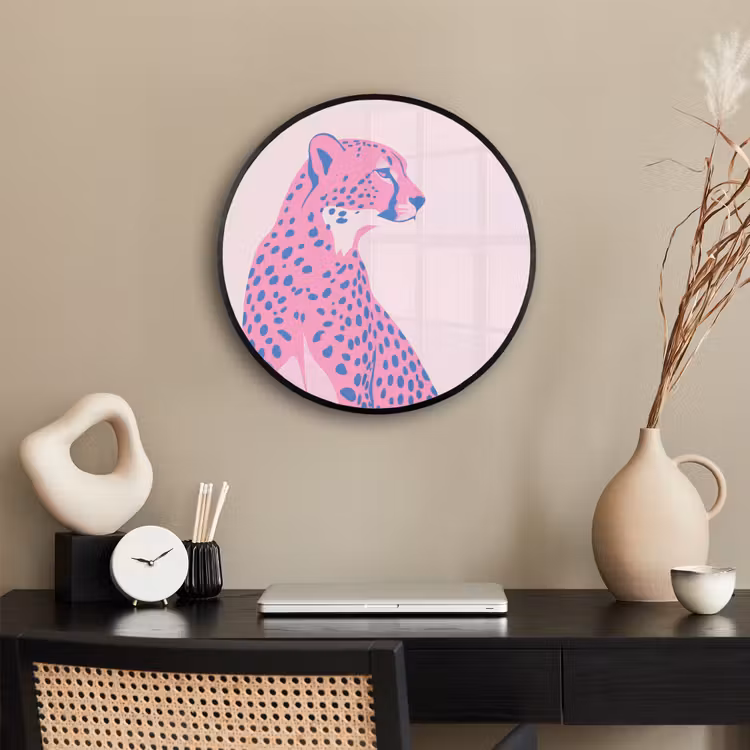 Dieren - Profiel - Abstract - Roze - Blauw Fotolijst rond zonder passe partout klein -sfeer1