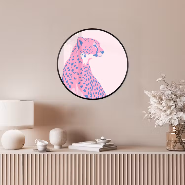 Dieren - Profiel - Abstract - Roze - Blauw Fotolijst rond zonder passe partout klein -sfeer3