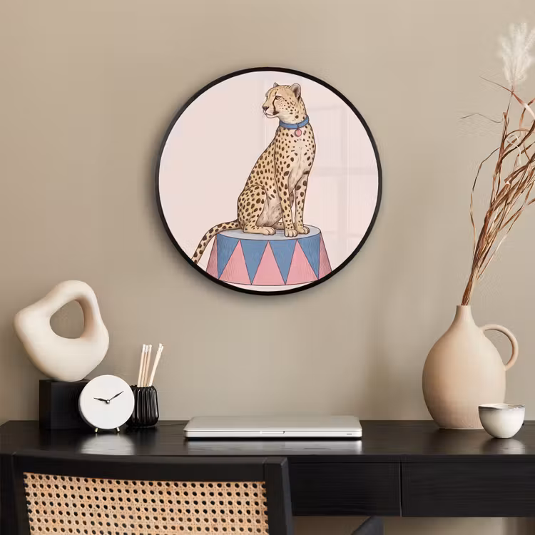 Dieren - Circus - Illustratie - Vintage - Roze Fotolijst rond zonder passe partout klein -sfeer1