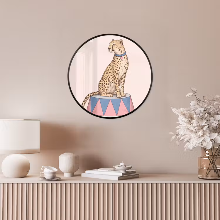 Dieren - Circus - Illustratie - Vintage - Roze Fotolijst rond zonder passe partout klein -sfeer3