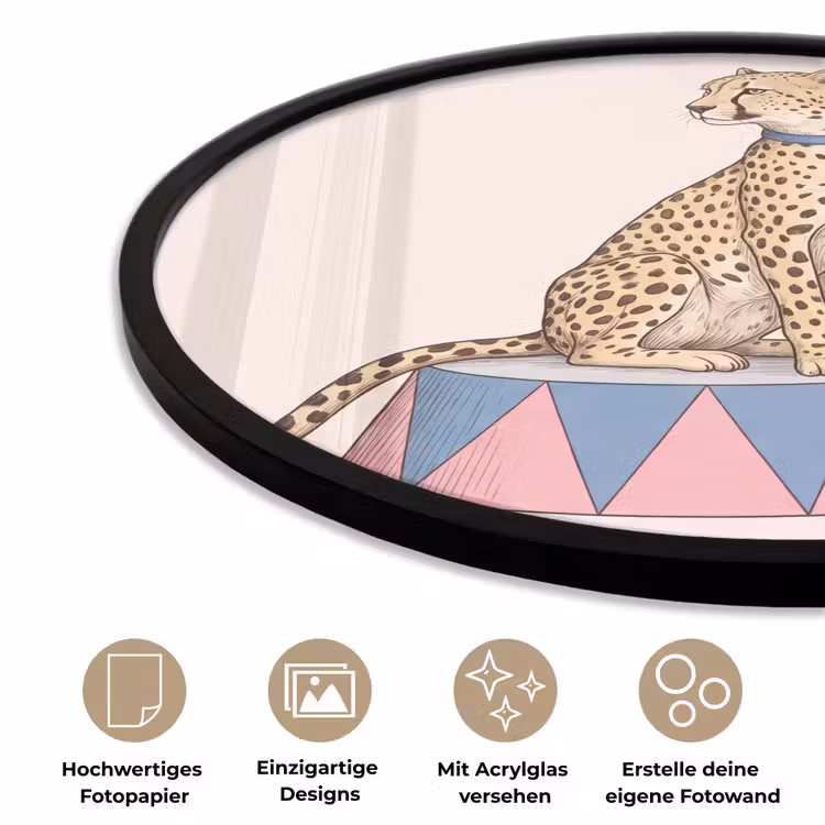 Dieren - Circus - Illustratie - Vintage - Roze Fotolijst rond zonder passe partout klein -closeup_DE