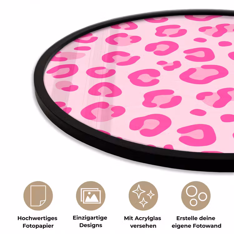 Dierenprint - Patroon - Abstract - Modern - Roze Fotolijst rond zonder passe partout klein -closeup_DE