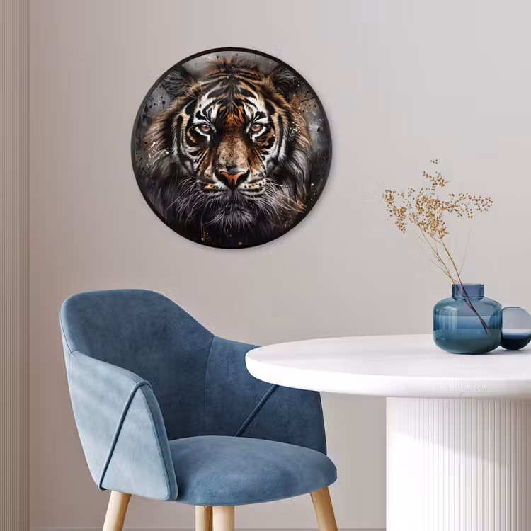 Tijger - Dieren - Portret - Luxe - Zwart Fotolijst rond zonder passe partout klein -sfeer2