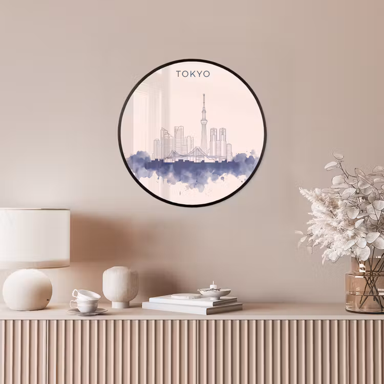 Tokyo - Skyline - Stad - Abstract - Blauw Fotolijst rond zonder passe partout klein -sfeer3