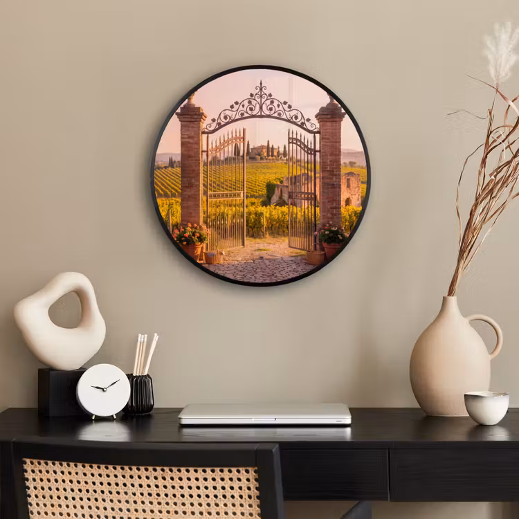 Poort - Landschap - Platteland - Zonlicht - Warm Fotolijst rond zonder passe partout klein -sfeer1