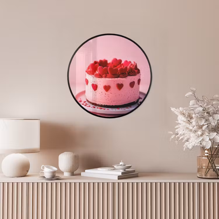 Taart - Hart - Roze Fotolijst rond zonder passe partout klein -sfeer3