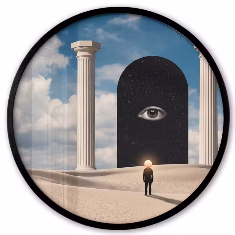 Poster im Rahmen Rund - Traum – Wüste – Auge - Droom - Woestijn - Oog Fotolijst rond zonder passe partout klein