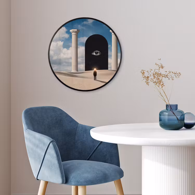 Poster im Rahmen Rund - Traum – Wüste – Auge - Droom - Woestijn - Oog Fotolijst rond zonder passe partout klein